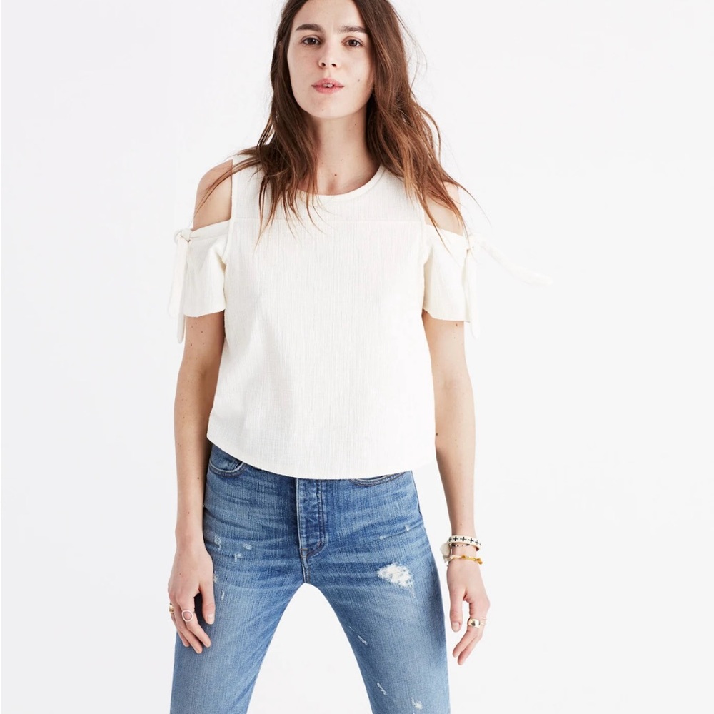 Madewell White Skylark Cold-Shoulder Top